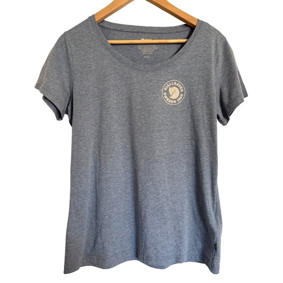 1960 Fjallraven Logo Tee Size Large Indigo Blue Malange Heather Gray Top NWT - Picture 1 of 8